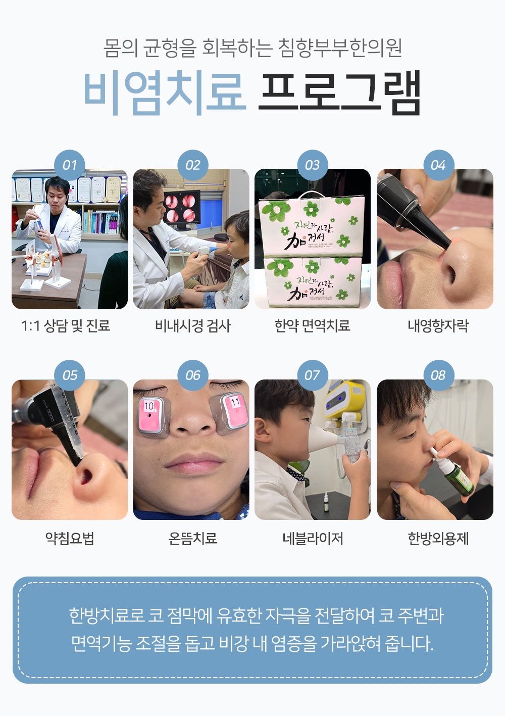 코 점막 자극 완화를 위한 관리 과정을 보여주는 이미지